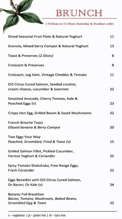 Botanic Gardens Restaurant Menu - Urbanspoon/Zomato