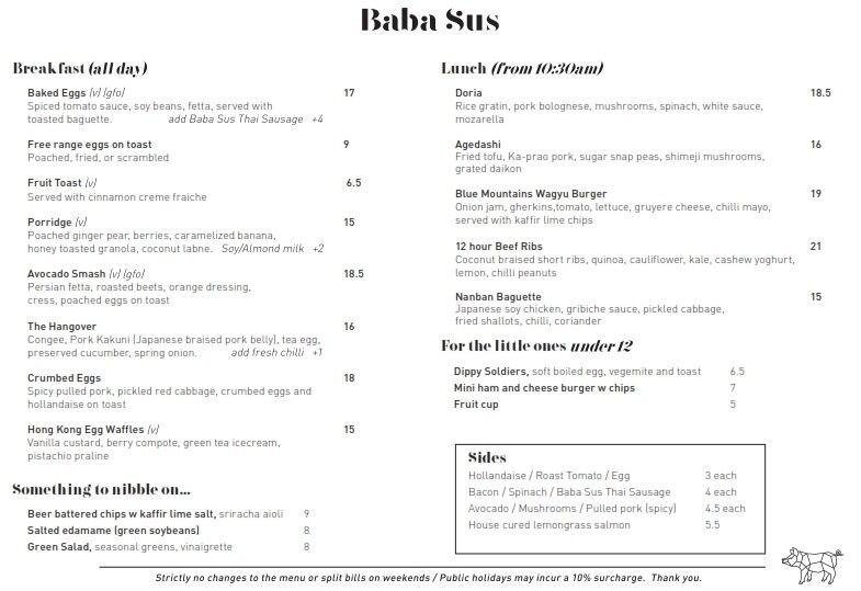 Baba Sus Menu, Menu for Baba Sus, Glen Iris, Melbourne Urbanspoon/Zomato