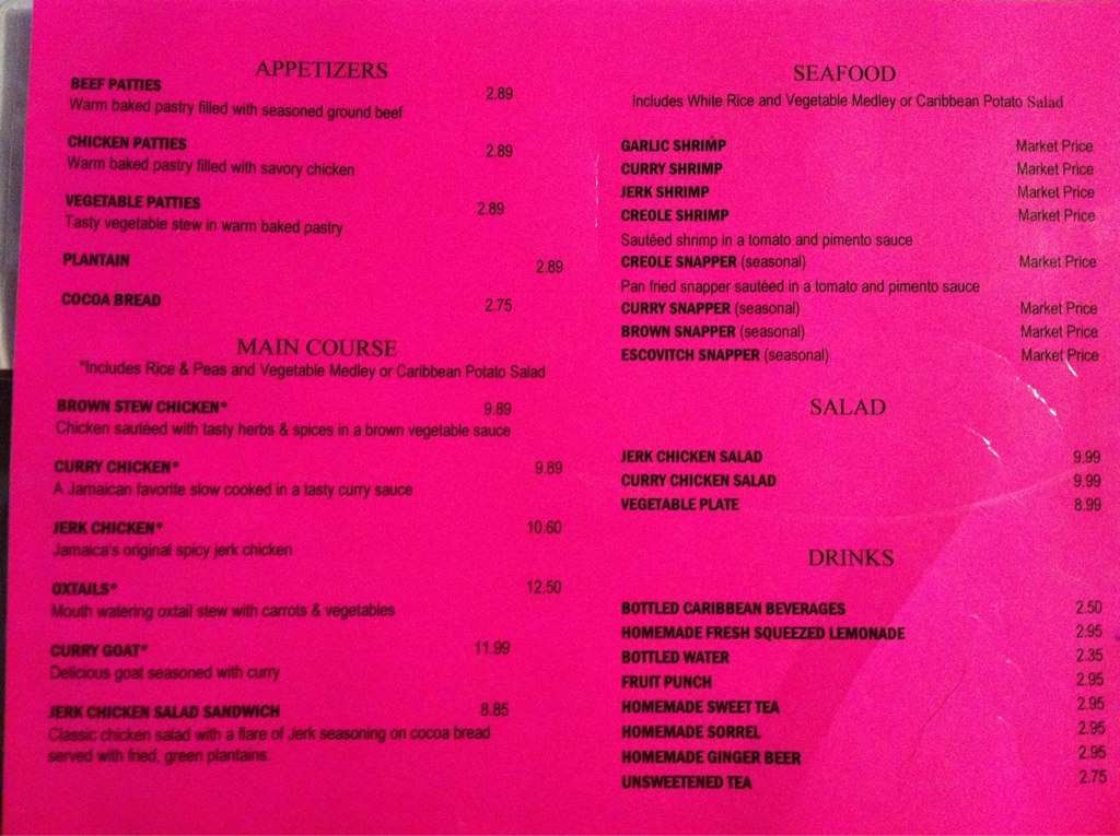 Carta de Reggae Hut