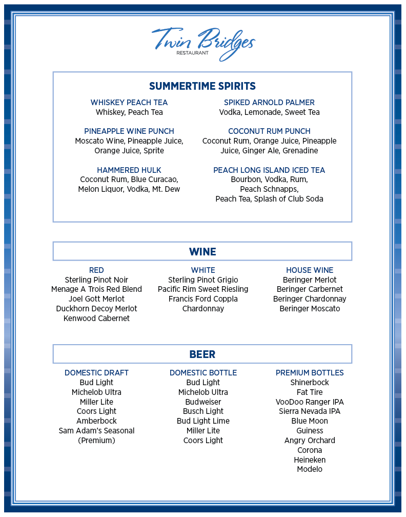 Menu at Twin Bridges Restaurant, Wyandotte