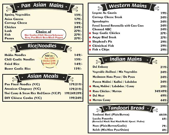 Cilantro leaf menu