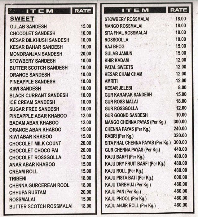 Nepal Sweets Menu, Menu for Nepal Sweets, Elgin, Kolkata Zomato