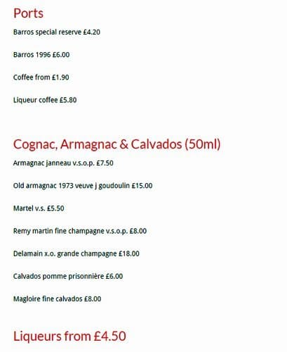 La Rascasse menu