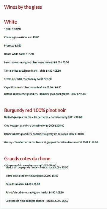 La Rascasse menu
