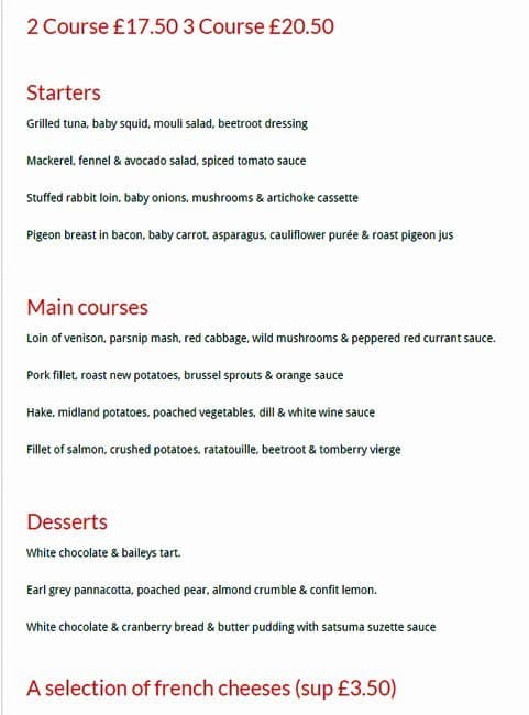 La Rascasse menu