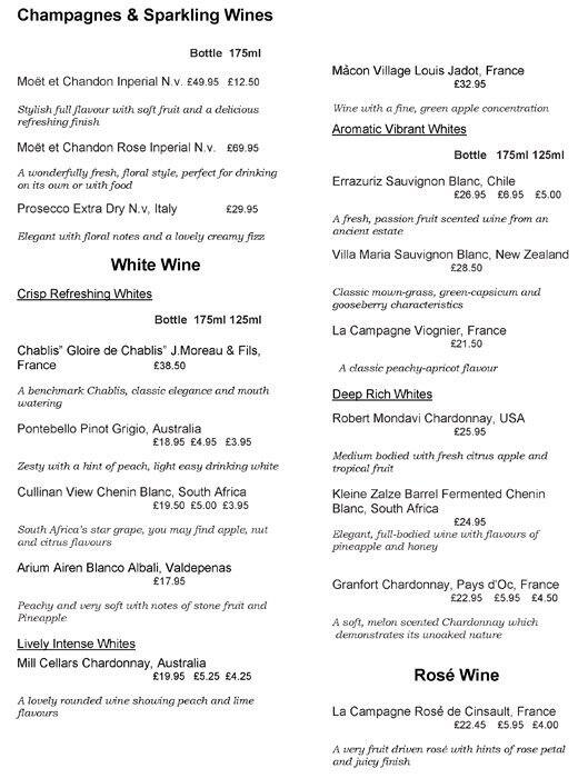 Menu at Oaks Bar & Grill Forest Of Arden, Birmingham