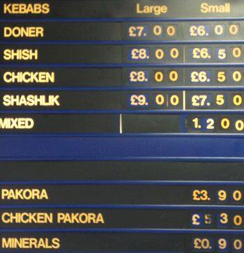 Turkish Doner Inn menu
