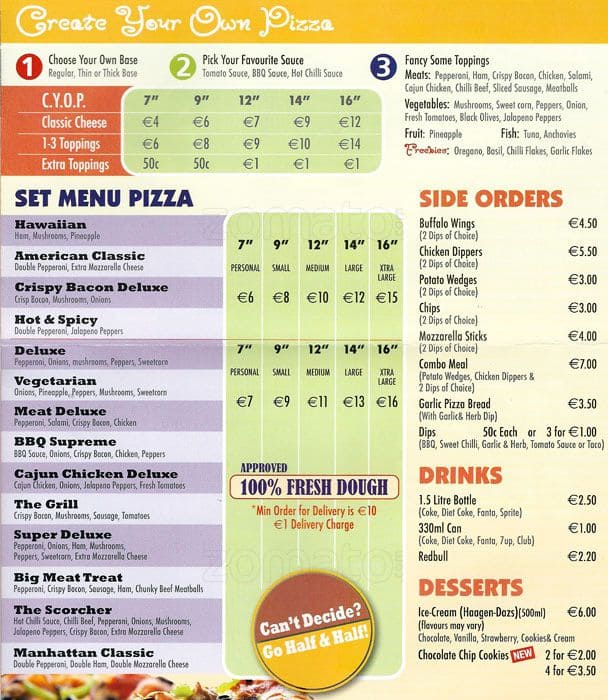 Menu At Passion 4 Pizza Pizzeria Dublin Walkinstown Cross