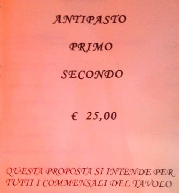 Menu di Osteria di via Pre 