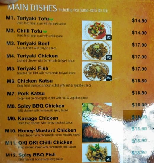 Menu at Oki Oki restaurant, Hornsby