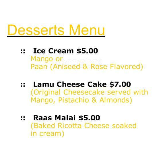 Simba's Grill menu