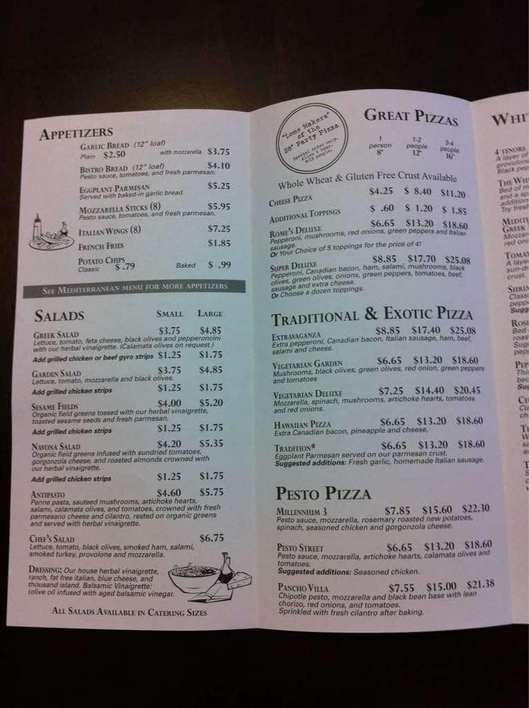 Rome's Pizza a Helotes Foto del Menu con Prezzi Urbanspoon/Zomato