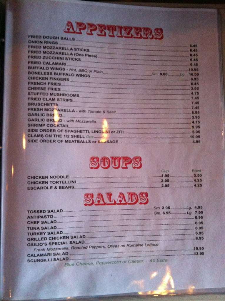 Giulio's Pizza Restaurant Menu Urbanspoon/Zomato