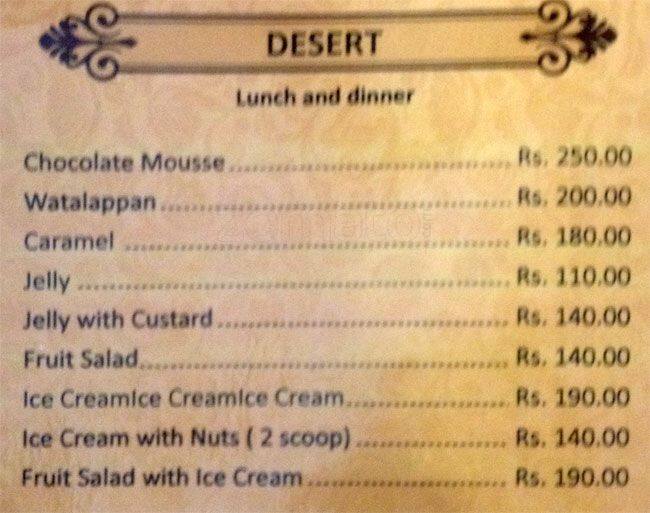 Testa Bake House menu