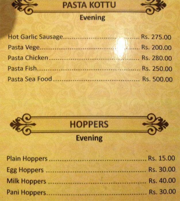 Testa Bake House menu