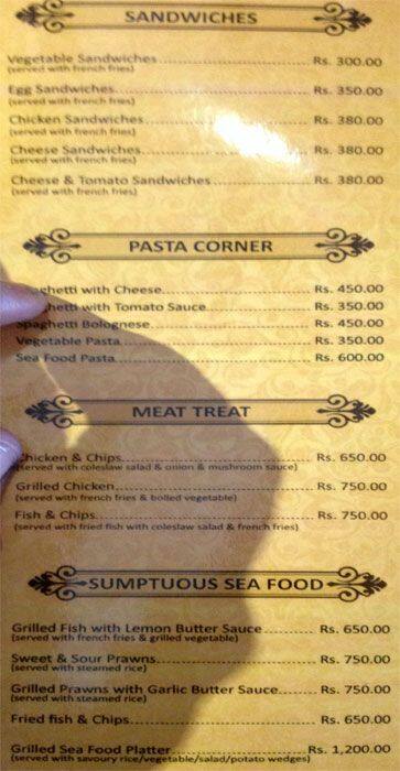 Testa Bake House menu