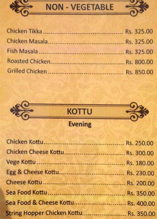 Testa Bake House menu