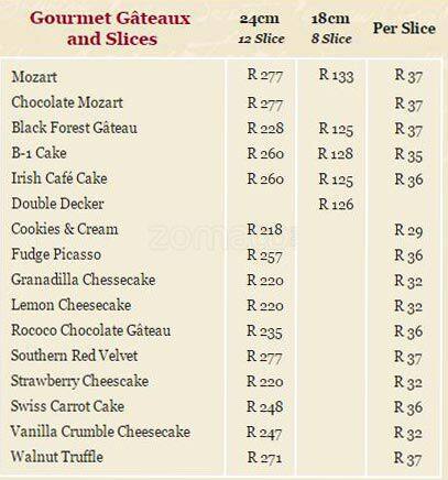 Menu At Chateau Gateaux Desserts Sandton Shop a