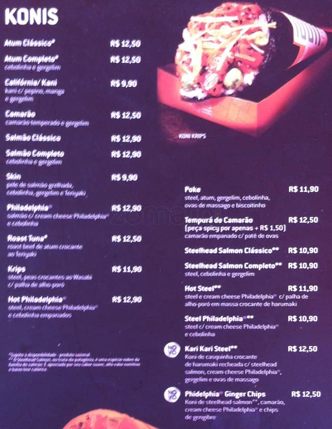 Koni Store cardápio