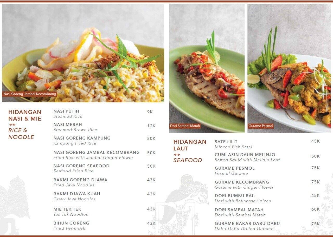 Menu at Wayang Bistro restaurant, Jakarta, Mall Kota Kasablanka Lt.3