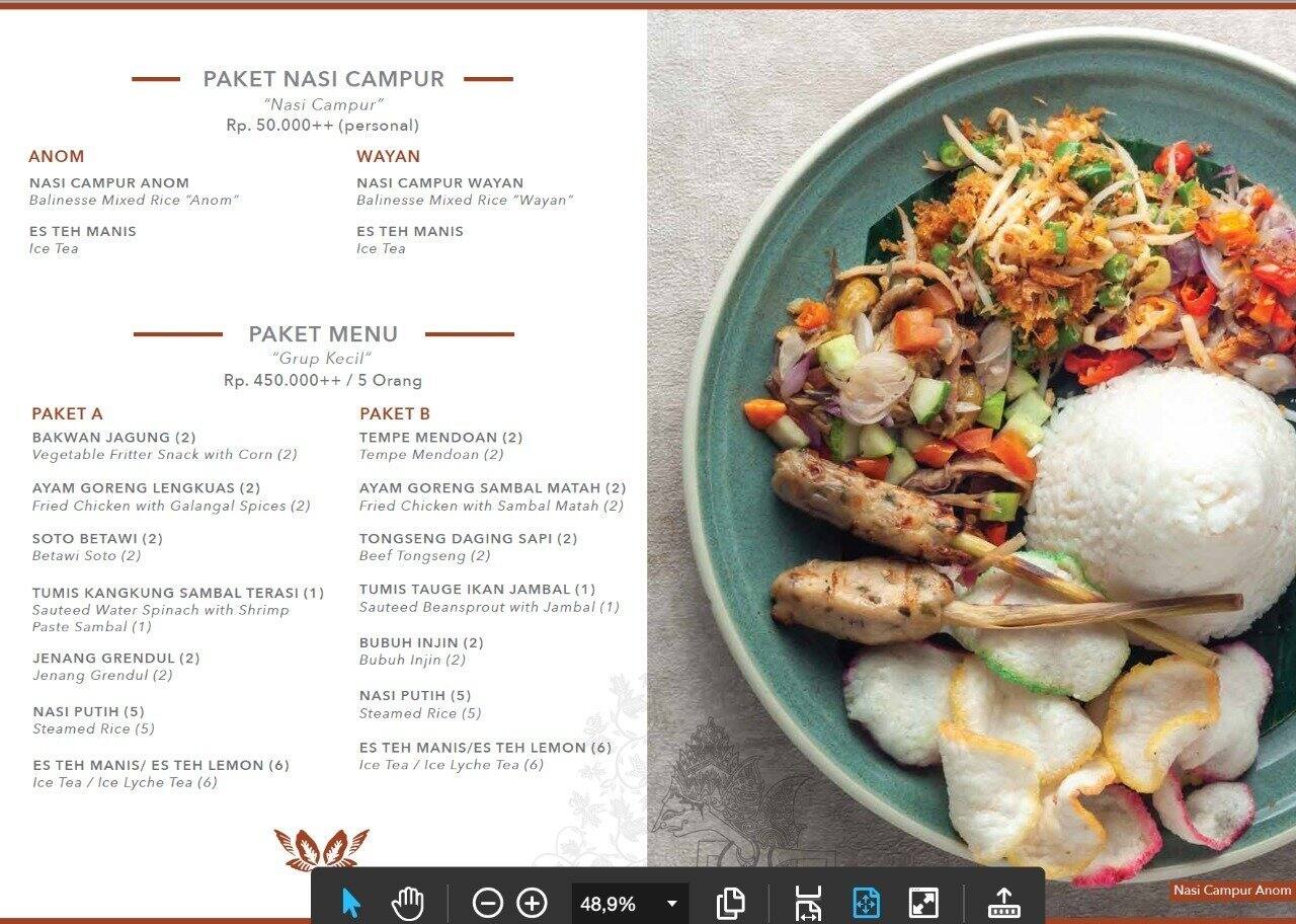 Menu at Wayang Bistro restaurant, Jakarta, Jl. Gatot Subroto No.Kav. 1