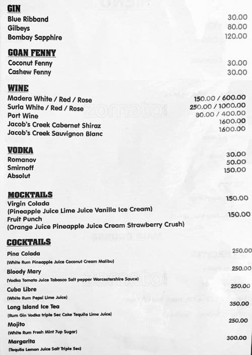 21 Coconuts menu