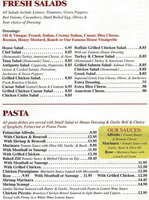 Menu at Fairmount Pizza and Grill pizzeria, Philadelphia