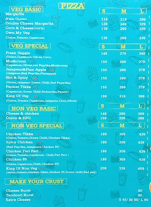 Menu of Emo Pizza, Potheri, Chennai