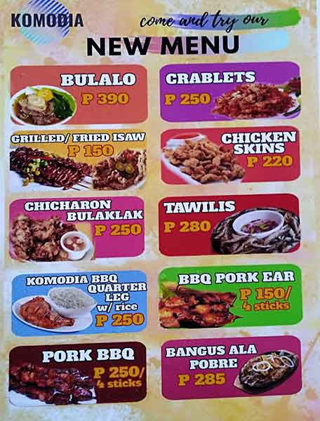 Menu at Komodia Bar & Restaurant, Pasig