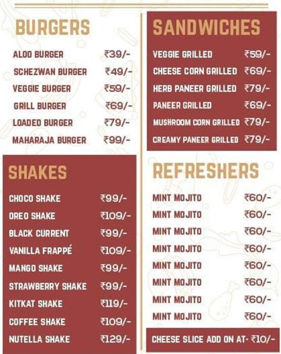 Menu of The Bunny Beans, Rajajipuram, Lucknow