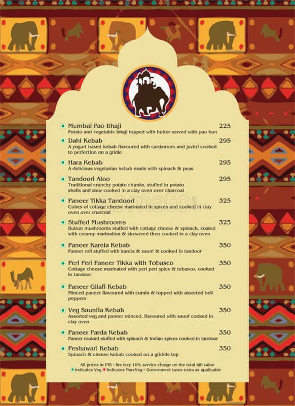 Indus Grill menu