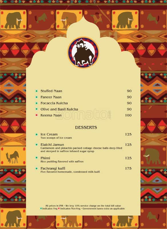 Indus Grill menu