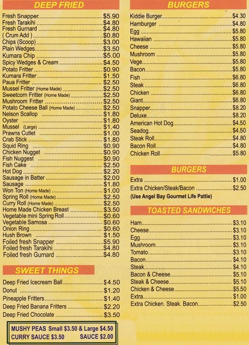 Fast Eddies Menu, Menu for Fast Eddies, Howick, Auckland - Menumania/Zomato