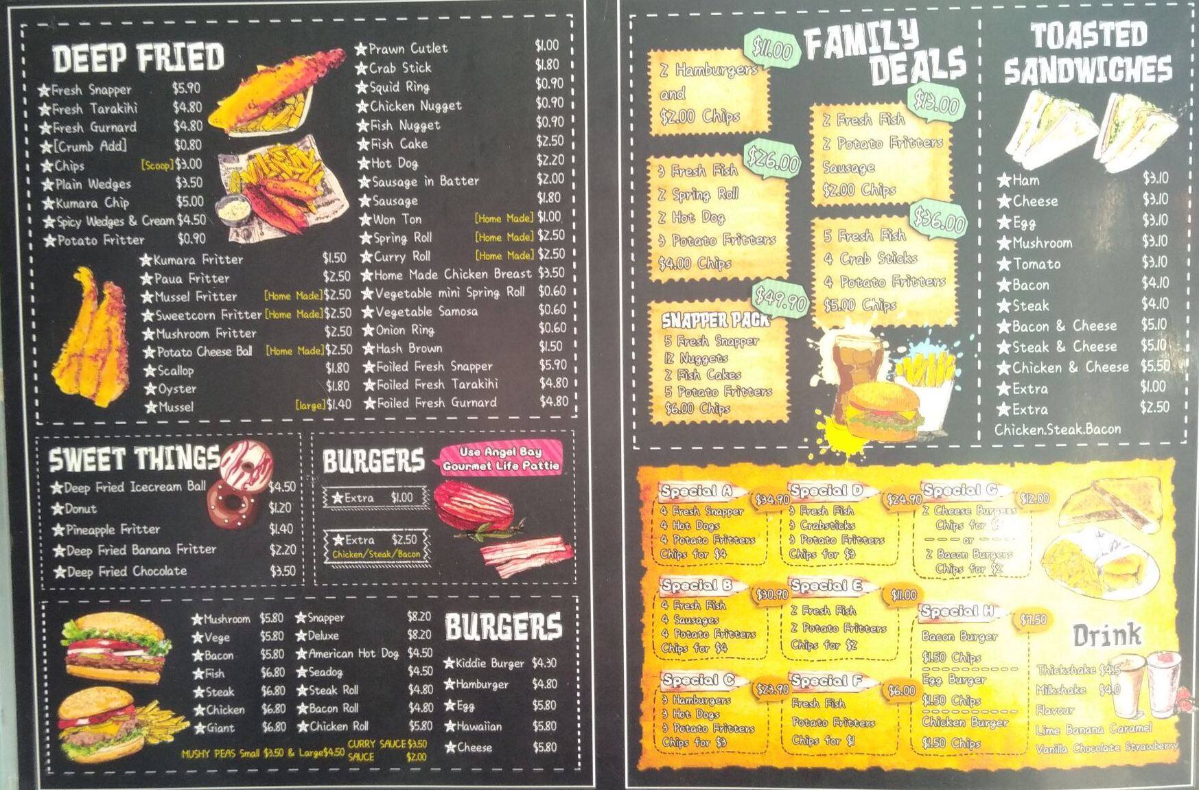 Menu for Fast Eddies, Howick, Auckland