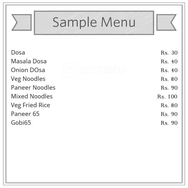 Sri Raj Bhavan menu