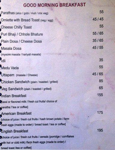 La Calypso menu
