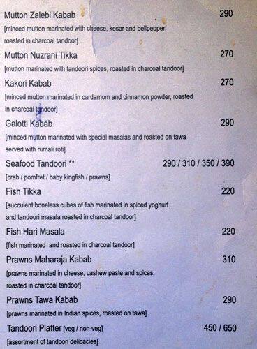 La Calypso menu