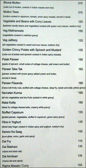 La Calypso menu