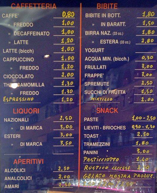 Menu di Zaccaro 