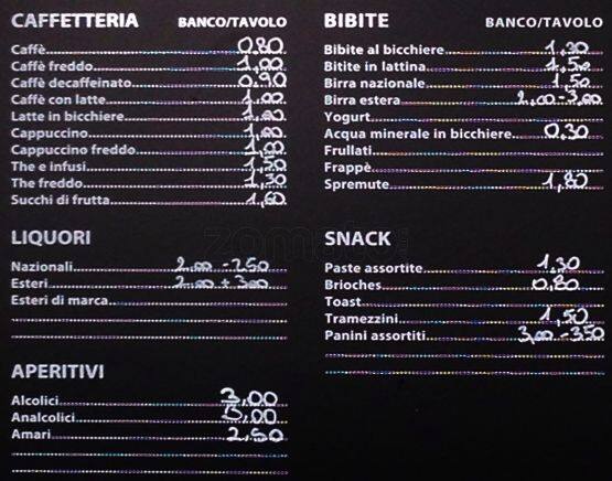 Menu di Bar del Quartiere 