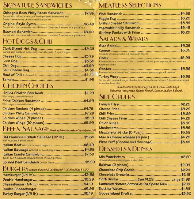 Clark Street Dog Menu,Menú para Clark Street Dog, Lakeview, Chicago
