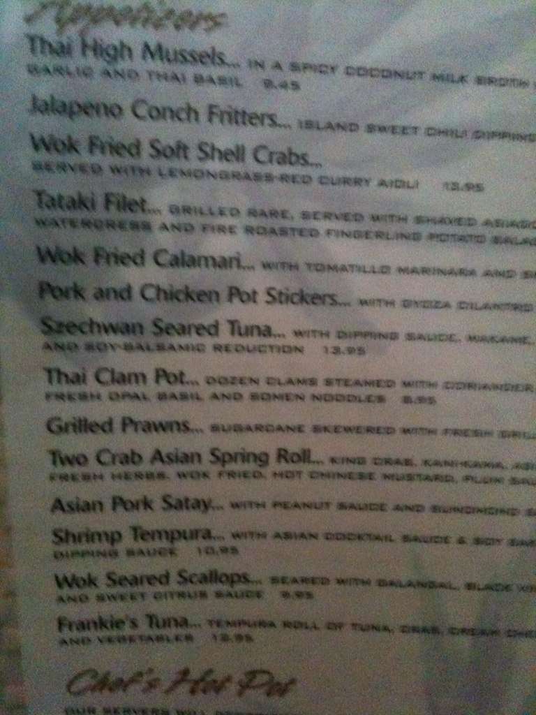 Menu at Island Way Grill restaurant, Clearwater, 20 Island Way