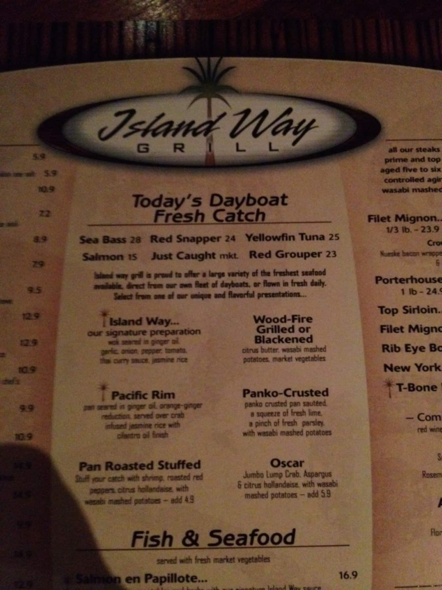 Menu At Island Way Grill Restaurant Clearwater 20 Island Way