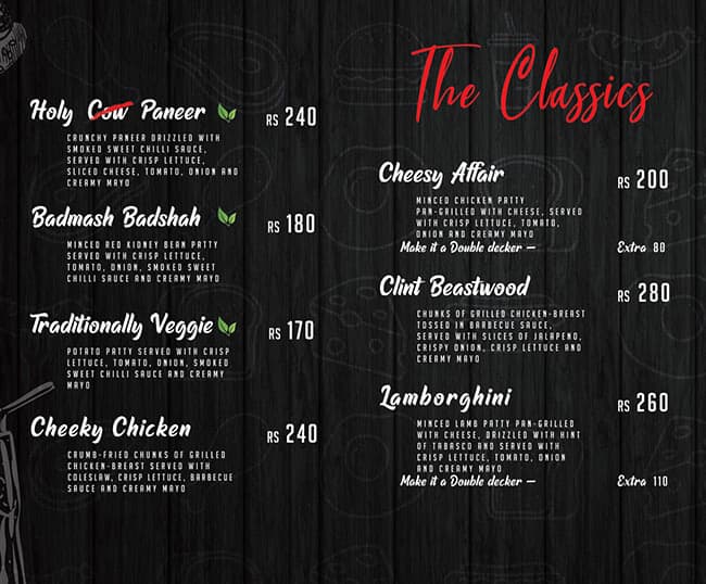 Menu at Burger Yard, Bengaluru, 28