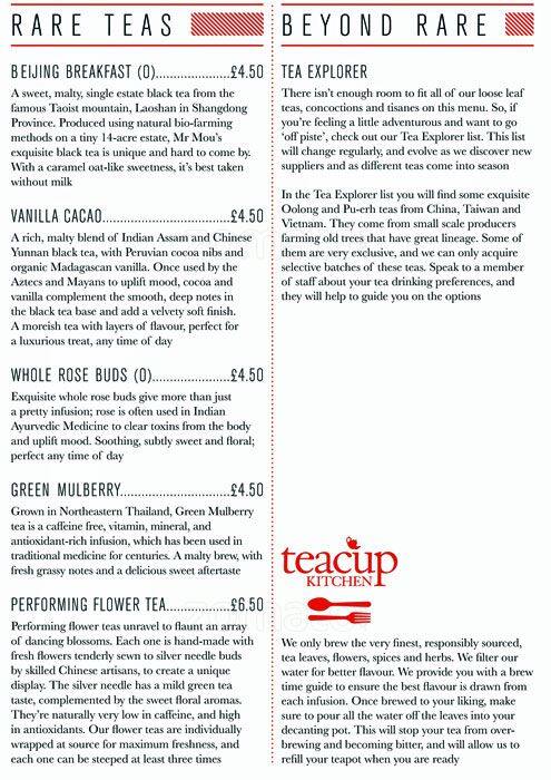 Teacup menu