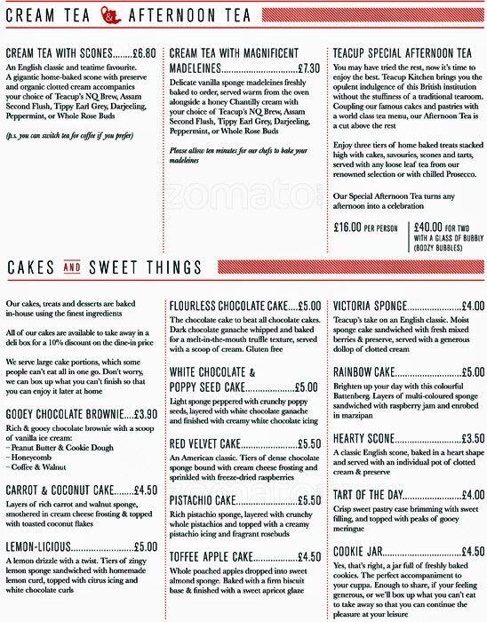 Teacup menu