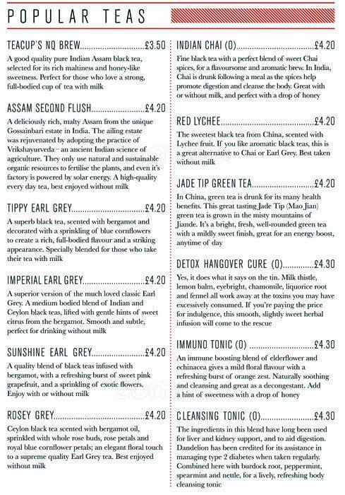 Teacup menu
