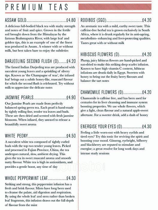Teacup menu