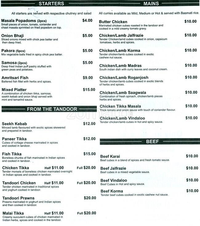 Royal Spice Menu, Menu for Royal Spice, Birkenhead, Auckland