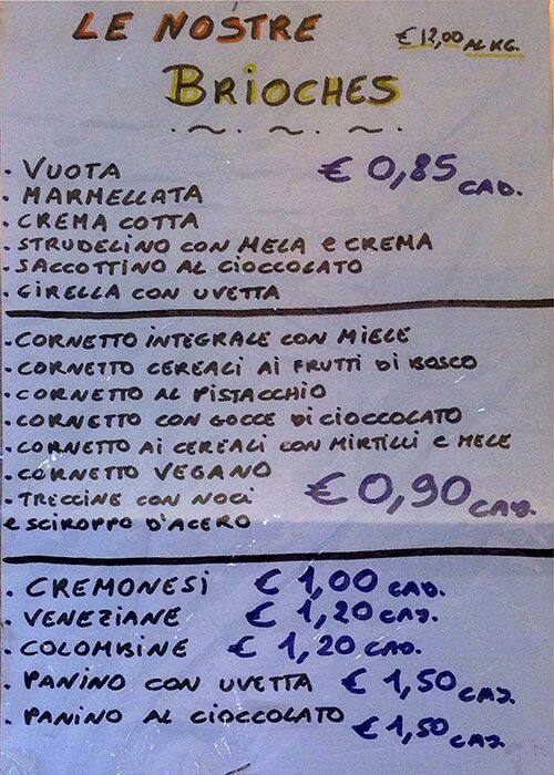 Menu di Pan Focaccia s.a.s. di Gatti Marilena & c. 